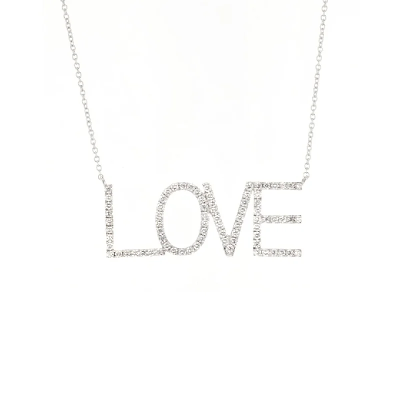 Gold Necklaces with Initials-0.58 ctw Diamond LOVE Necklace