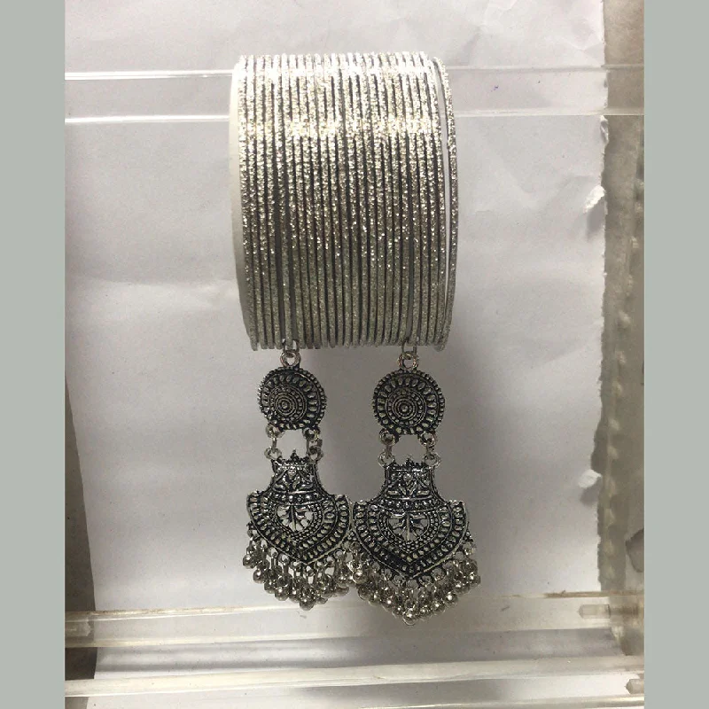 Elegant Bangles For Dinner Parties-Pratima Jewellery Mart Oxidised Plated Bangle Set