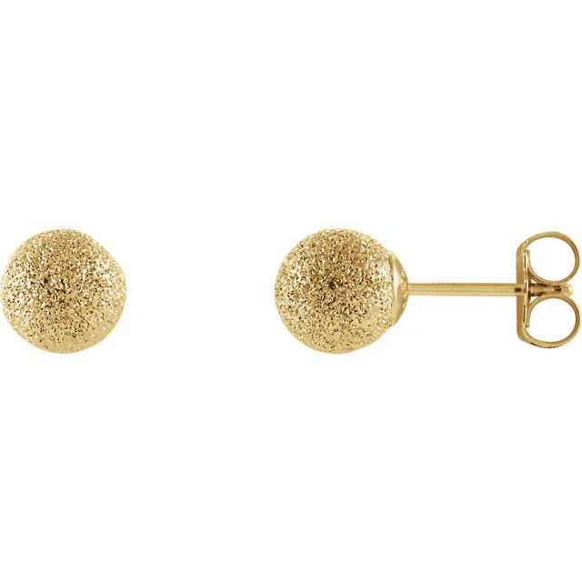 Color Changing Earrings-Stud Earrings-14k Yellow Gold 6mm Round Stardust Ball Earrings