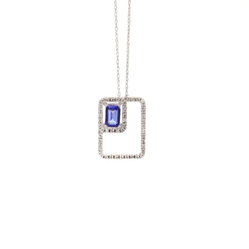 Luxury Silver Necklaces-Tanzanite & Diamond Pendant Necklace