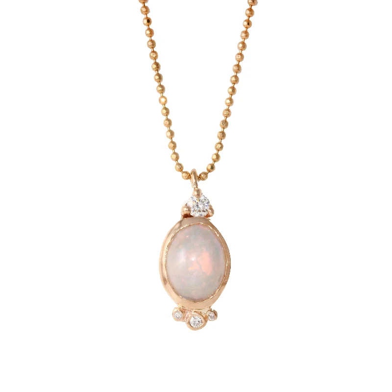 Oval Pendant Necklaces for Women-Oval Opal Necklace