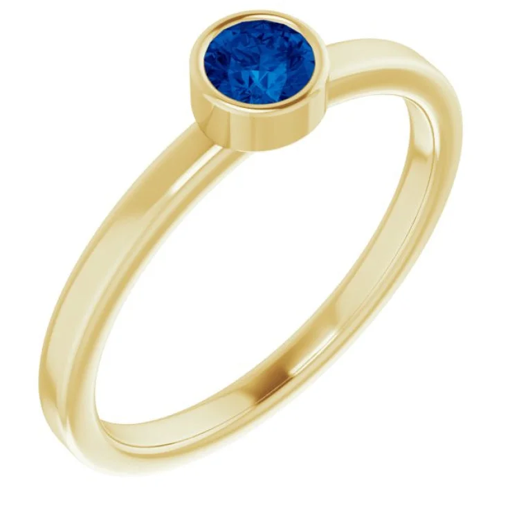 FaithRings-14K Yellow 4 mm Natural Blue Sapphire Ring