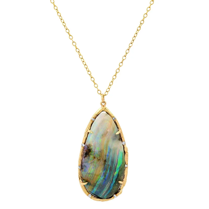 Contemporary Style Necklaces-Opal Stripe Pendant Necklace