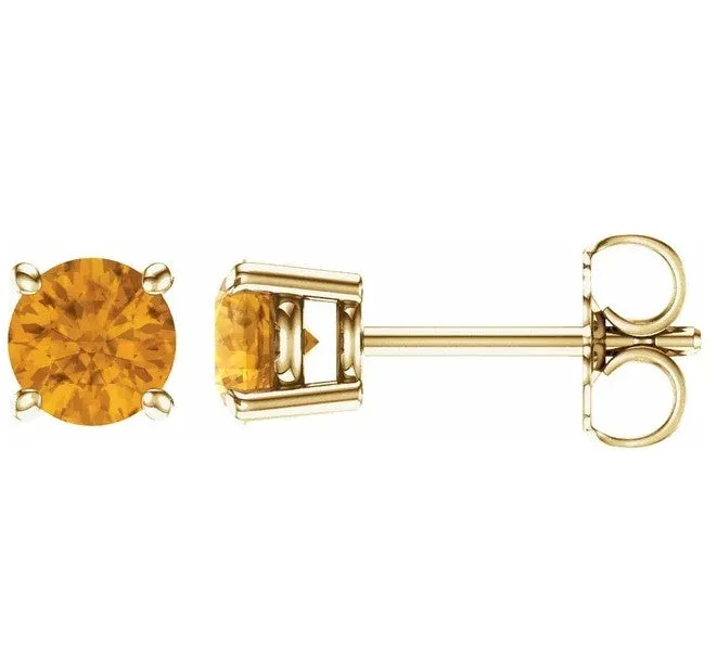 Metal Earrings-Dangle Earrings-14KT GOLD 0.80 CARAT ROUND CITRINE EARRINGS