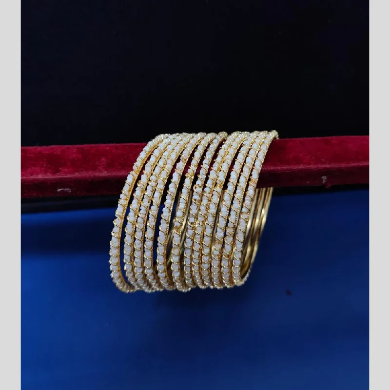 Bangles For Cultural Gatherings-Pooja Bangles Gold Plated Pearls bangle Set