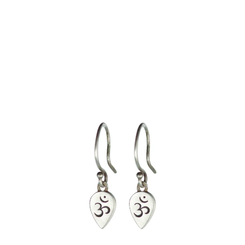 Simple Earrings-Fun Earrings-Sterling Silver Om Teardrop Earrings