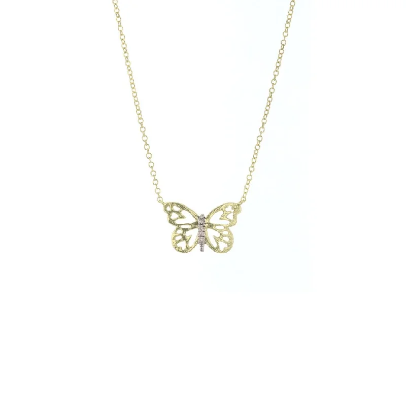 Elegant Diamond Necklaces-Diamond Butterfly Necklace | 0.02 ctw