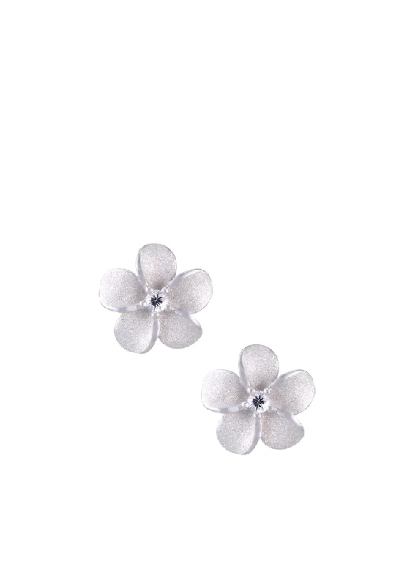 Triangular Earrings-All-Purpose Earrings-Plumeria Stud Earrings in Precious Silver