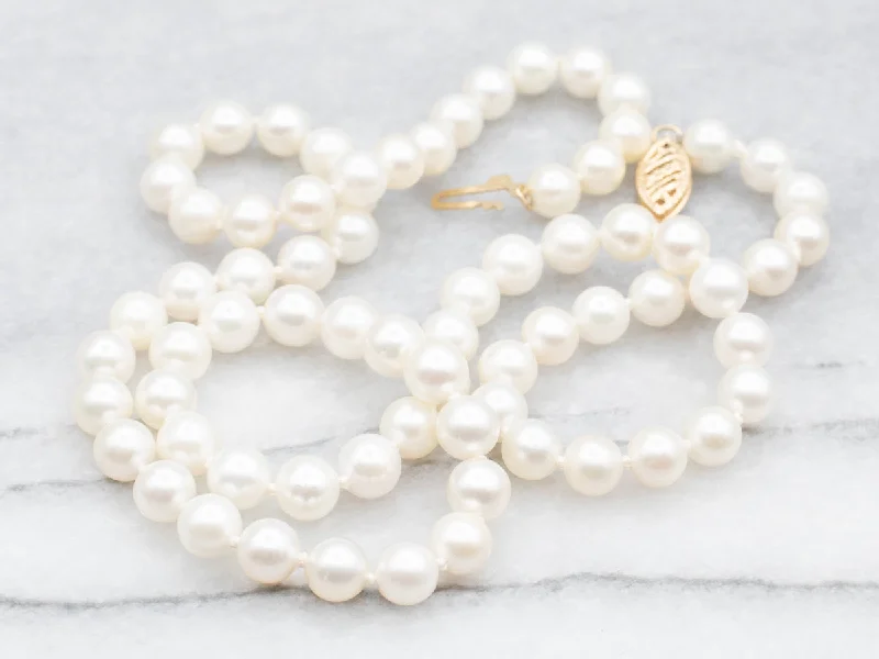 Personalized Gift Necklaces for Her-Saltwater Pearl Strand Necklace with Filigree Clasp