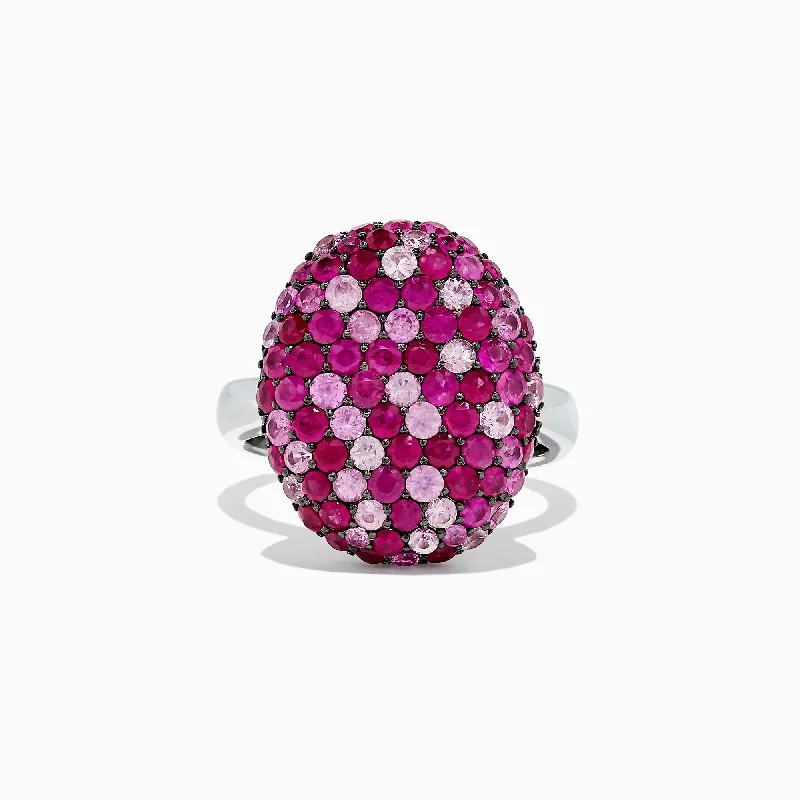 MotherhoodRings-Splash Sterling Silver Pink Sapphire and Ruby Oval Ring, 3.41 TCW