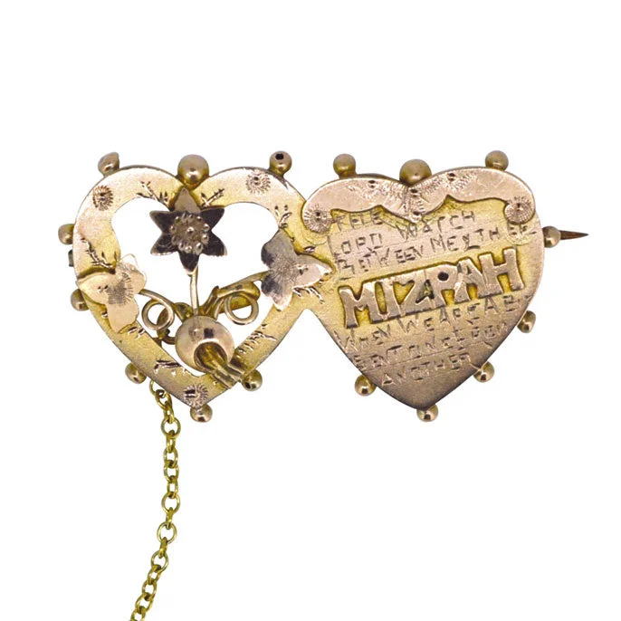 Bohemian brooch-Double Heart 'MIZPAH' Brooch