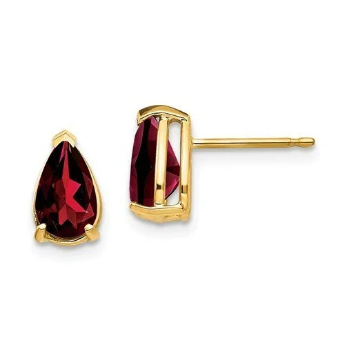 Zodiac Earrings-Trendy Earrings for Teens-14KT YELLOW GOLD 2.00 CTW PEAR SHAPE GARNET STUD EARRINGS