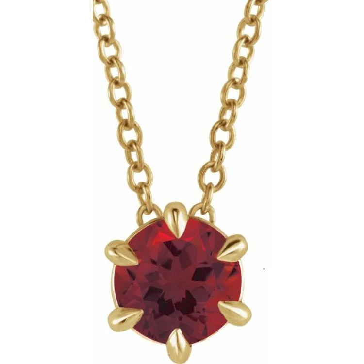 Charm Pendant Necklaces-14K Yellow 4 mm Natural Mozambique Garnet Solitaire 16-18" Necklace