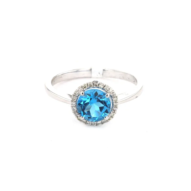 GrandmotherRings-Blue Topaz & Diamond Halo Ring