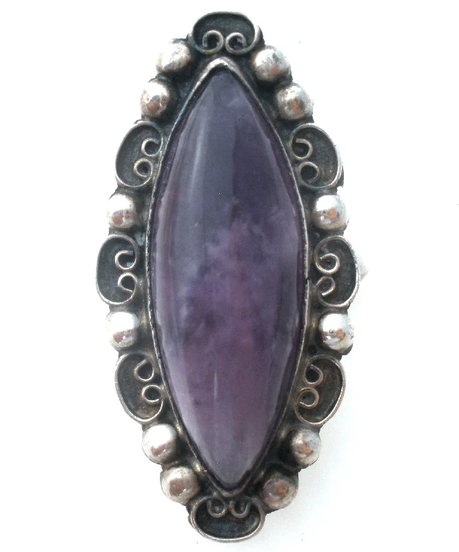 CoupleRings-Mexican Amethyst Knuckle Ring Sterling Silver