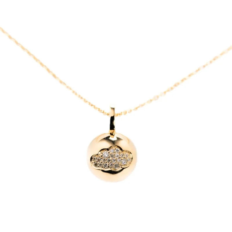 Leather Cord Necklaces-Pave Inlaid Cloud Diamond Sphere Necklace