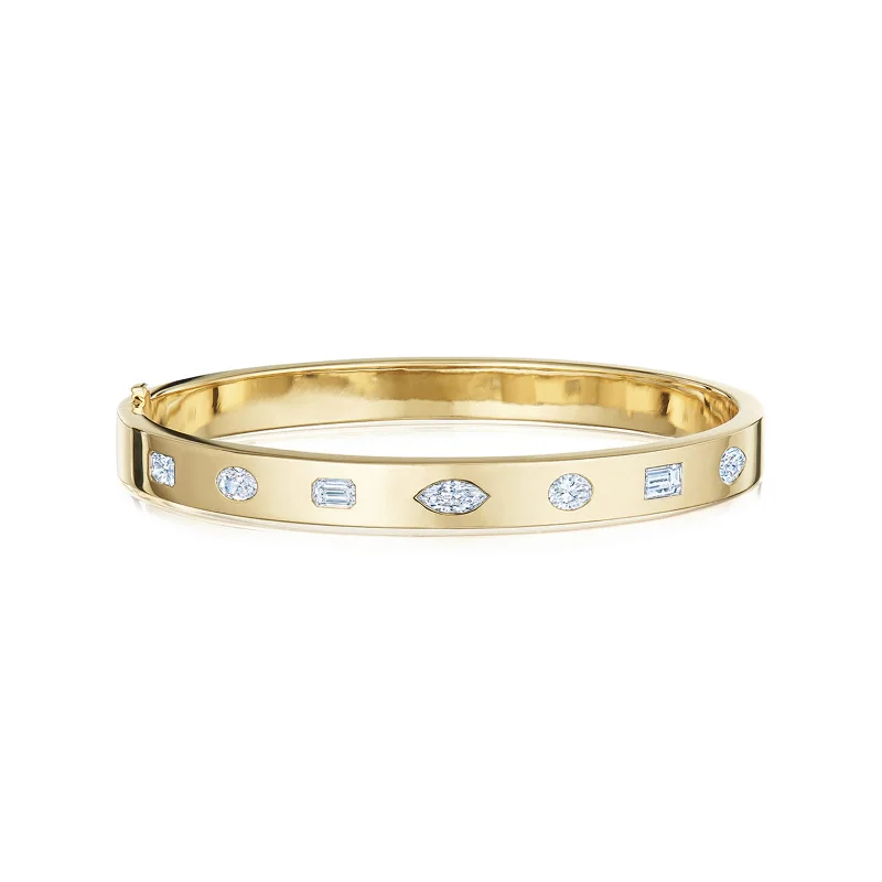 KidsBracelets-Stackable Bangle with Mixed Shape Diamonds