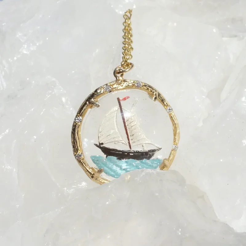 Necklaces with Pendant-Crystal Sailboat Necklace