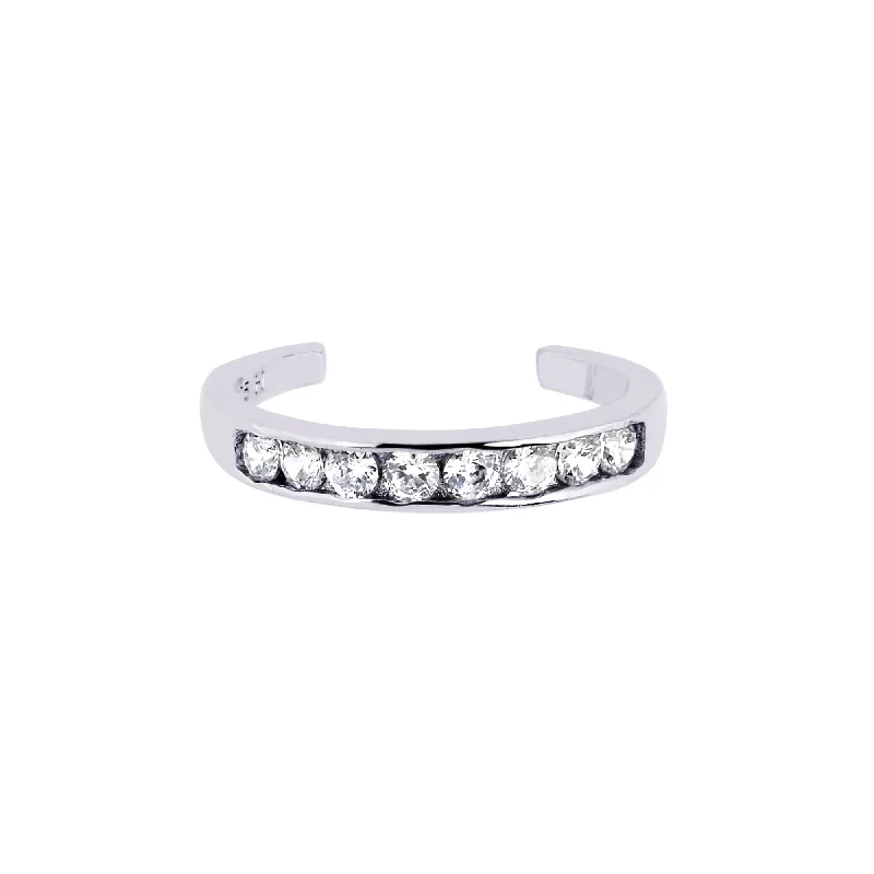 ValentineRings-Silver Channel Set CZ Toe Ring