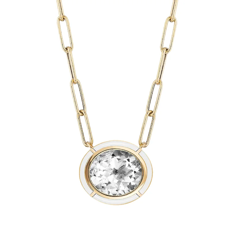 Cheap Necklaces Online-Rock Crystal Oval Pendant Necklace