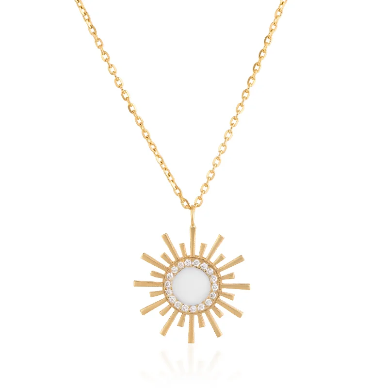 Antique Style Necklaces-Soleil Diamond Necklace with Enamel