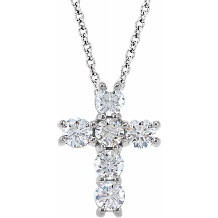 Infinity Pendant Necklaces-14K White 3/4 CTW Natural Diamond Cross 18" Necklace