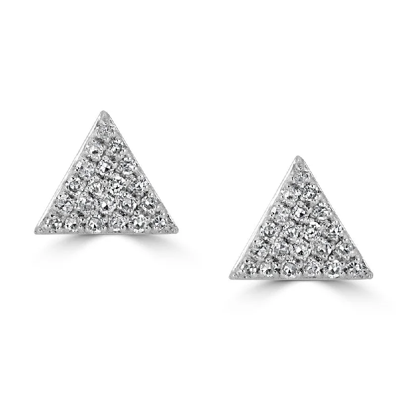 Stylish Drop Earrings-Simple Hoop Earrings-14KT GOLD .14 CTW DIAMOND TRIANGLE STUD EARRINGS