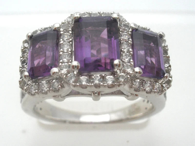 BirdRings-Amethyst CZ Ring Sterling Silver Size 6