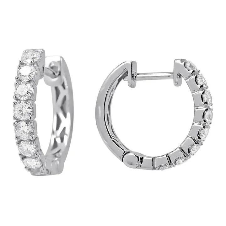 Fashionable Drop Earrings-Gold Hoop Earrings-14KT GOLD 0.83 CTW DIAMOND HUGGIE HOOP EARRINGS