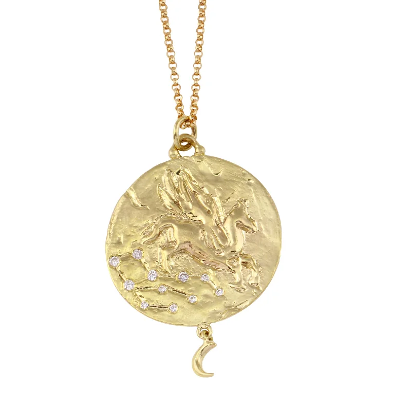 Gold Necklaces with Pendants-Pegasus Coin Necklace