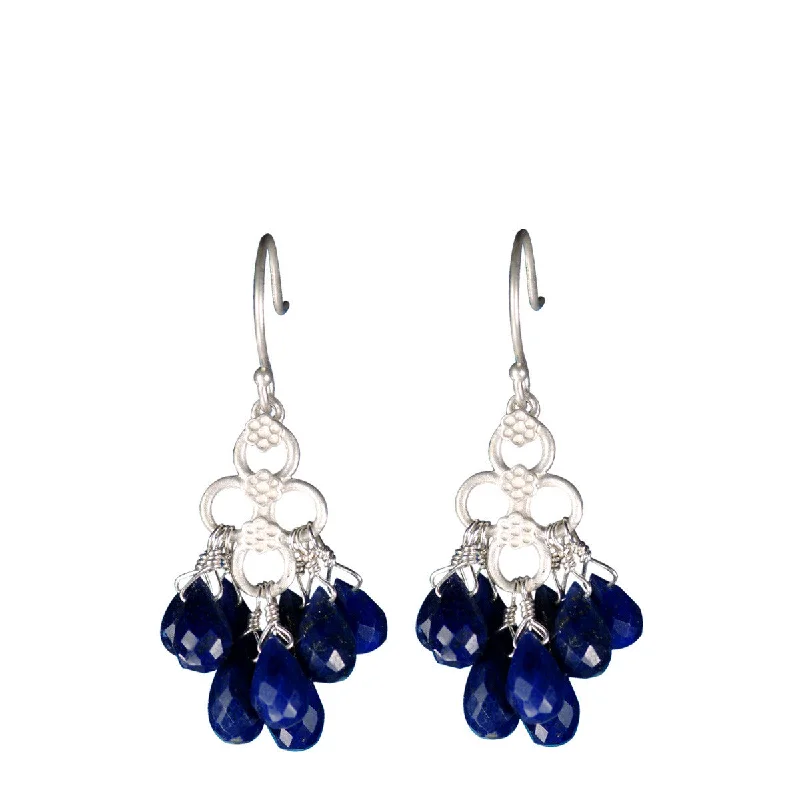 Simple Pearl Earrings-Wooden Earrings-Sterling Silver Short Lapis Flower Earrings