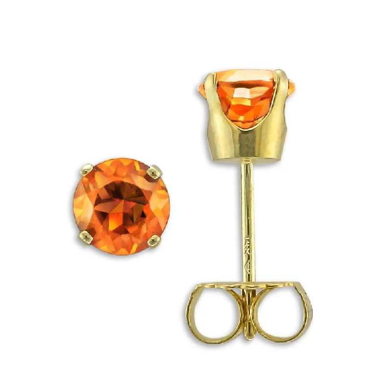 Fancy Stud Earrings-Gold Plated Drop Earrings-14KT YELLOW GOLD 0.96 CTW ROUND CITRINE EARRINGS