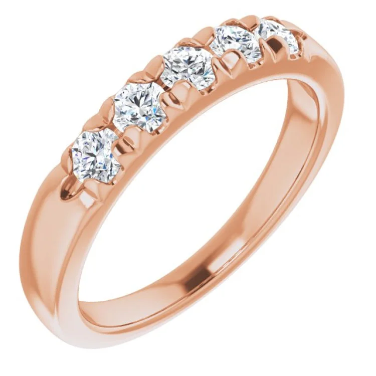 RoseGoldRings-14K Rose 1/2 CTW Natural Diamond Anniversary Band