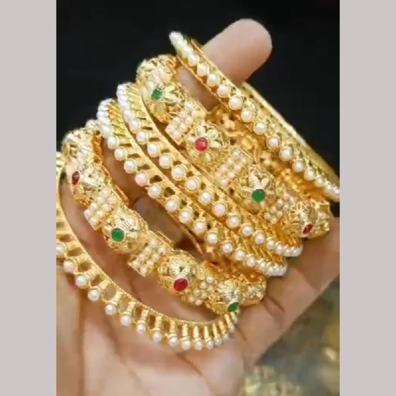 Trendy Bangles For Street Style-Manisha Jewellery Gold Plated Pota Stone Bangles Set