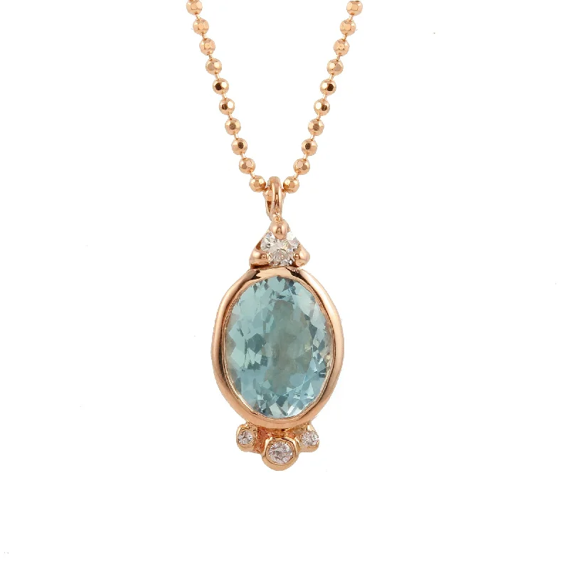 Romantic Jewelry Necklaces-Oval Aquamarine Necklace