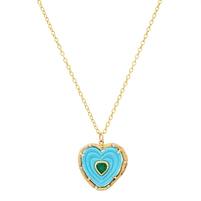 Handcrafted Gold Necklaces-Double Heart Stone Necklace