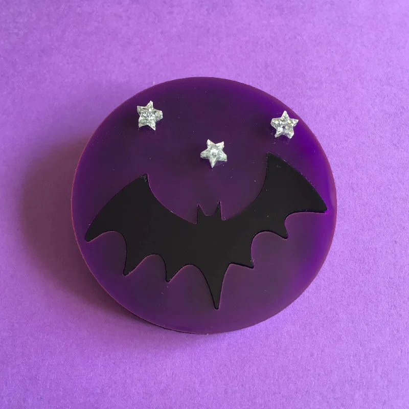 Classic pearl brooch-HALLOWEEN NIGHT Acrylic Brooch 🦇 🌚 ⭐️