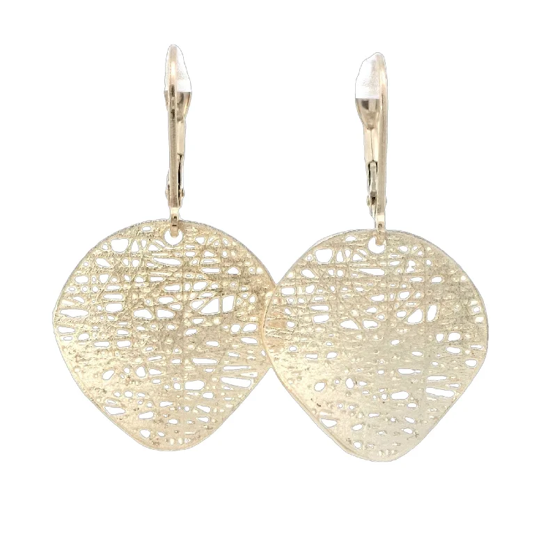 Round Earrings-Modern Silver Earrings-Small Circle Earrings in Yellow Gold