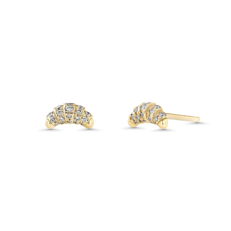 Classic Drop Earrings-Geometric Earrings for Women-Pave Croissant Stud