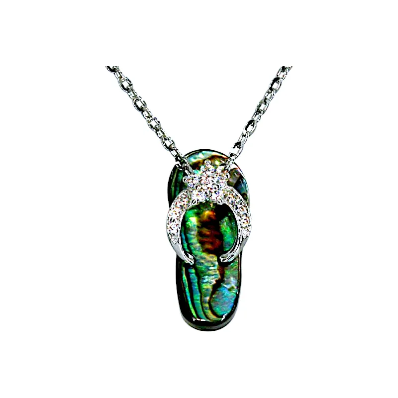 Butterfly Necklaces for Women-Abalone Flip Flop Necklace