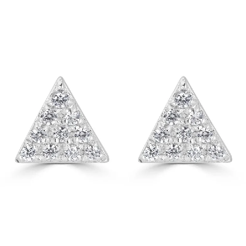 Twisted Drop Earrings-Small Hoop Earrings-EMILIQUE 14KT GOLD 0.10 CTW DIAMOND TRIANGLE STUD EARRINGS