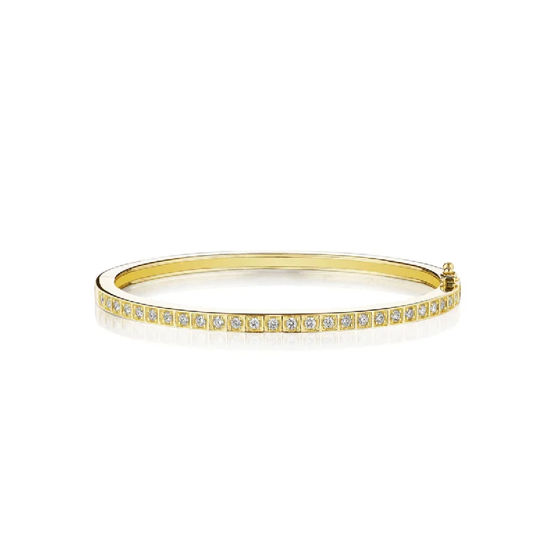 TennisBracelets-18k Yellow Gold Thin Diamond Bangle