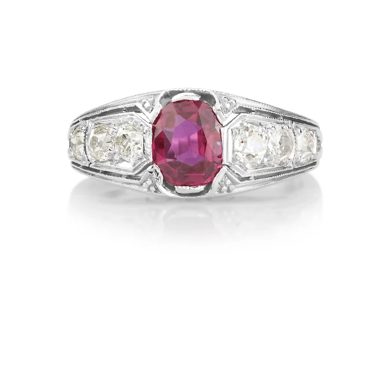 DogRings-Art Deco Ruby & Diamond Platinum Ring