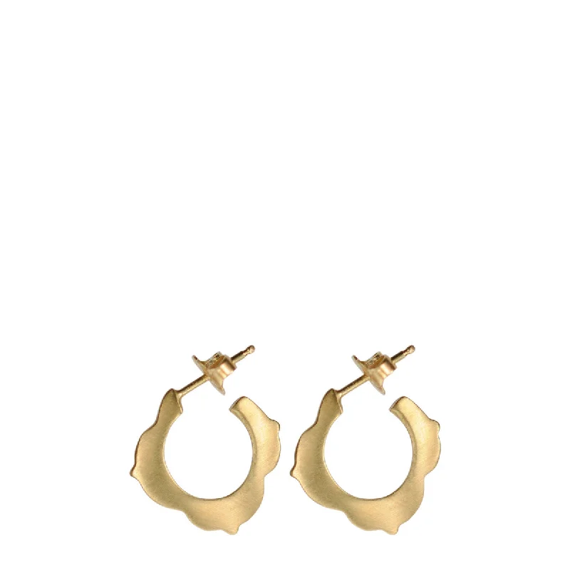 Fashionable Drop Stud Earrings-Antique Earrings-10K Gold Small Lotus Hoop Earrings