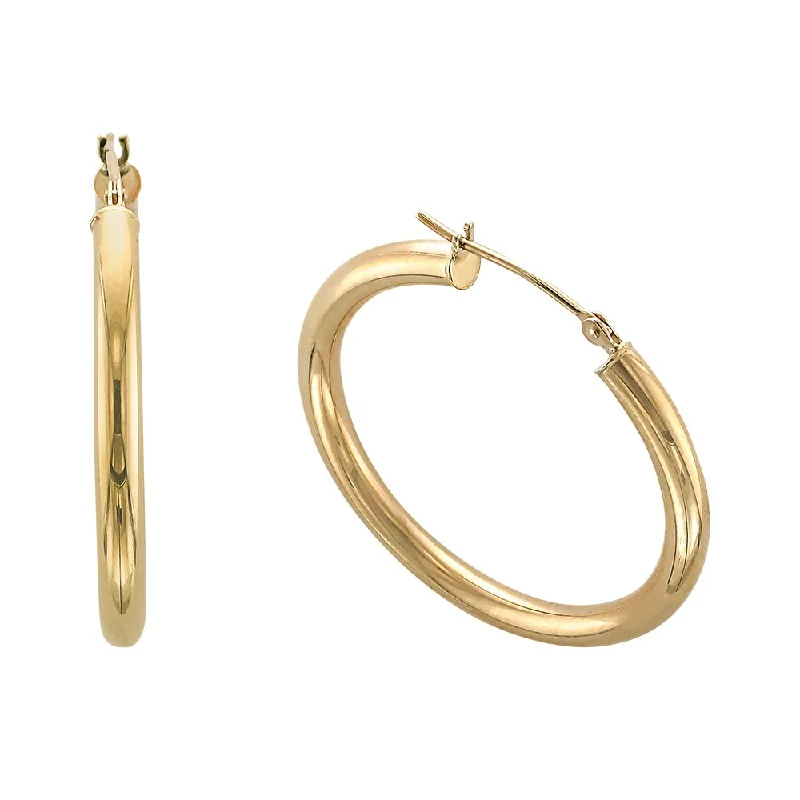 Colorful Stud Earrings-Drop Earrings-14KT YELLOW GOLD POLISHED HOOP EARRINGS