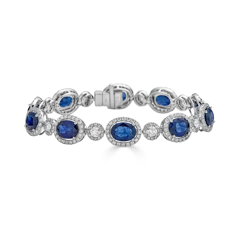 MultiStrandBracelets-Blue Sapphire and Diamond Bracelet