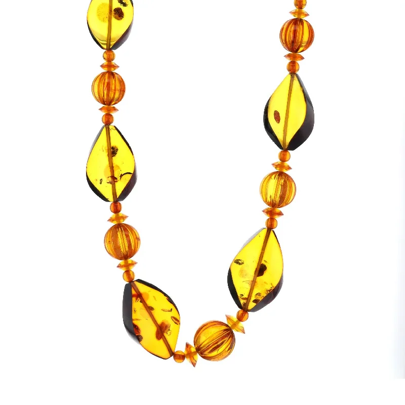 Gold Cross Necklaces for Women-Amber Bead Necklace | 10278269-75V