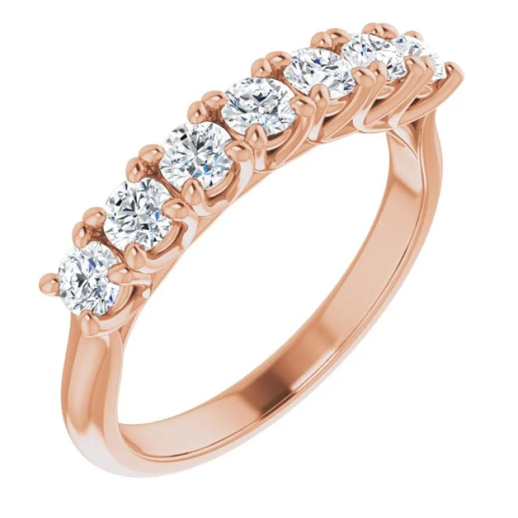 FishRings-14K Rose 3/4 CTW Natural Diamond Seven-Stone Anniversary Band