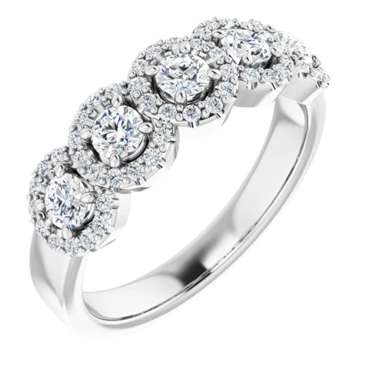 StainlessSteelRings-14K White 3/4 CTW Natural Diamond Anniversary Ring