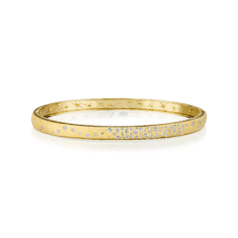 MeditationBracelets-18k Yellow Gold Thin Galaxy Bangle